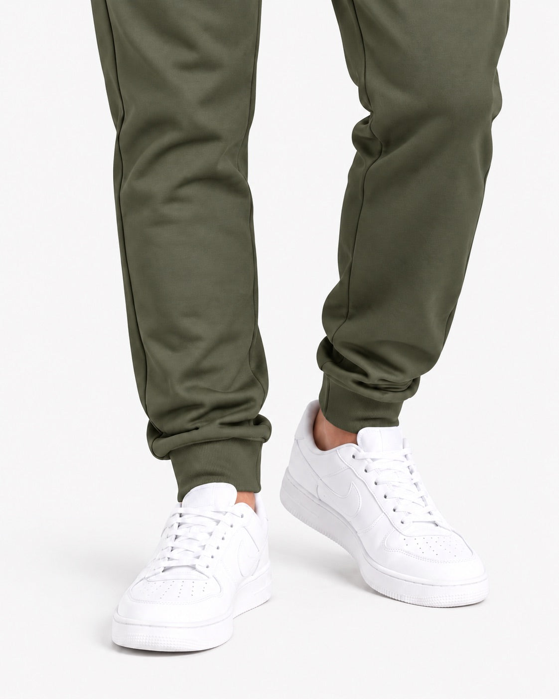 Stride Tracksuit - Muted Olive - ankle cuff detail - SALVYR premium gymwear Pakistan