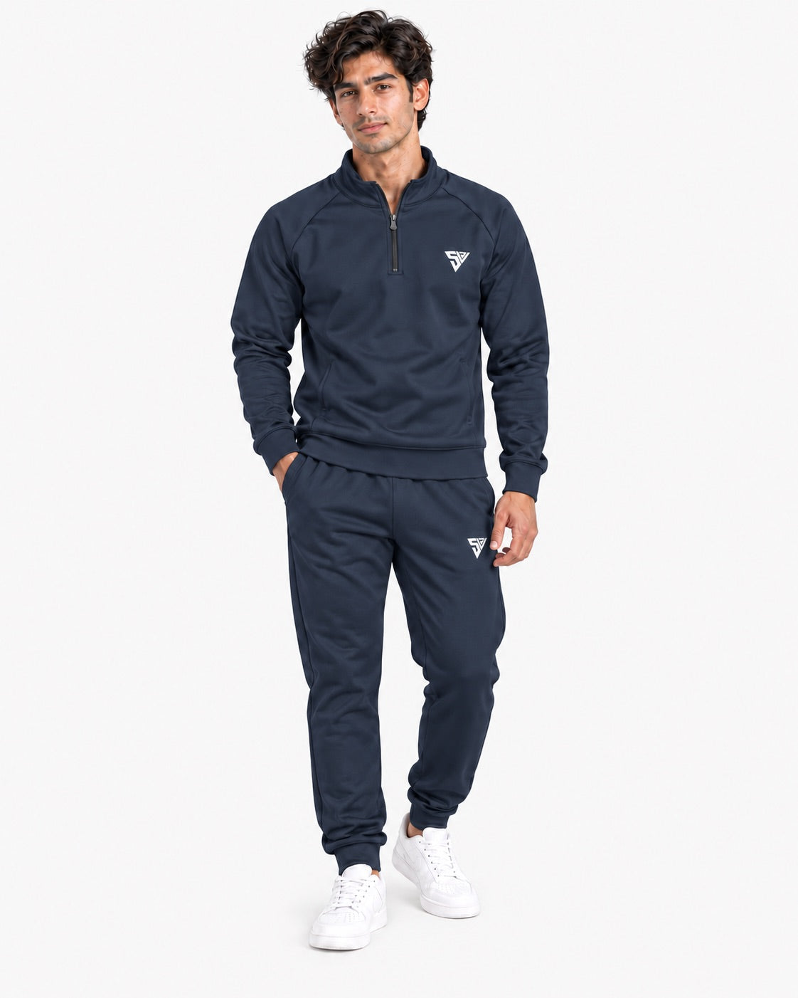 Stride Tracksuit - Deep Navy - front view - SALVYR premium gymwear Pakistan